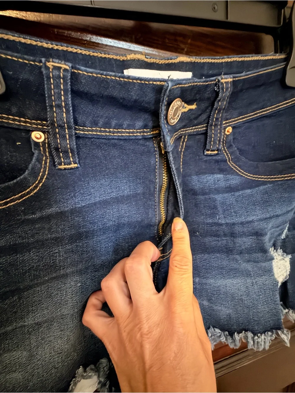 YMI Dark Blue Distressed Frayed Hem Jean Shorts